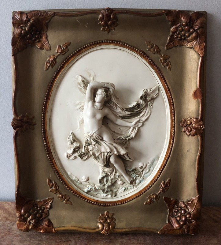 VTG Alexander Backer 3D Plaque Romantic Chalk Ware Hanging Wall Art 12×14 READ