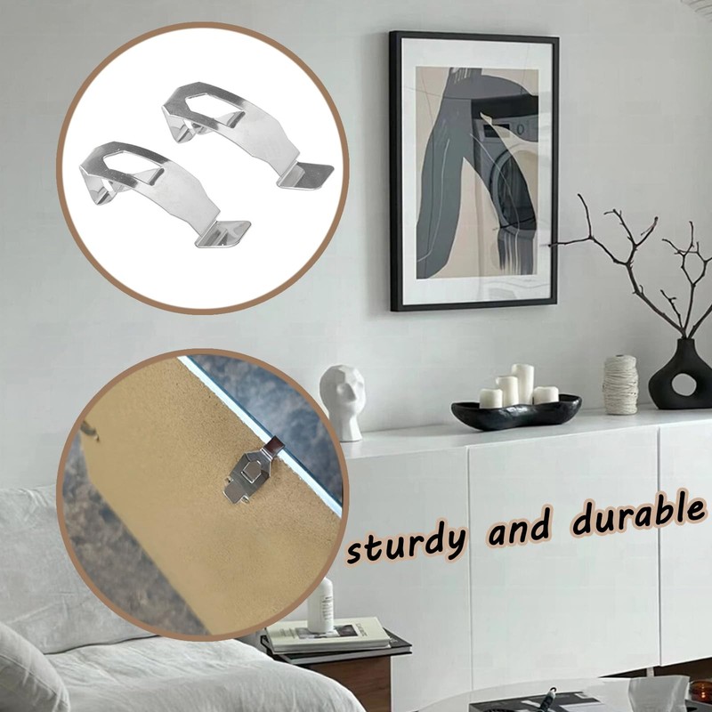 24 PCS Photo Frame Clips, Backboard Fixing Clips Metal Spring Turn Clip Hangi... gallery