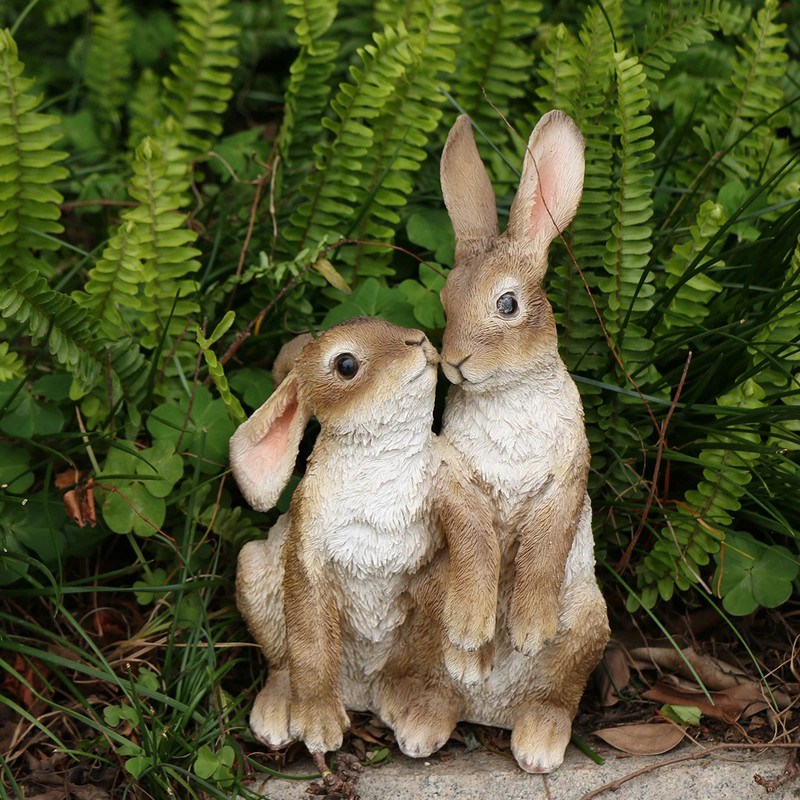 Easter Bunny Figurine with Flower Crown Rabbit Statue Tabletop Spring Decor gallery