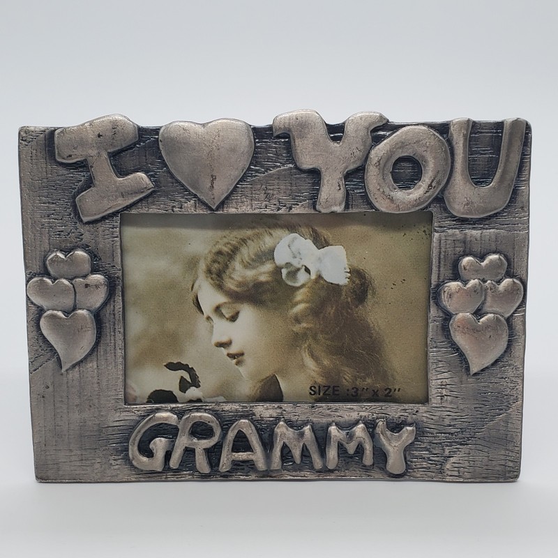 I Love You Grammy Mini 3×2″ Photo Frame Pewter Grandmother Picture Vintage Gift