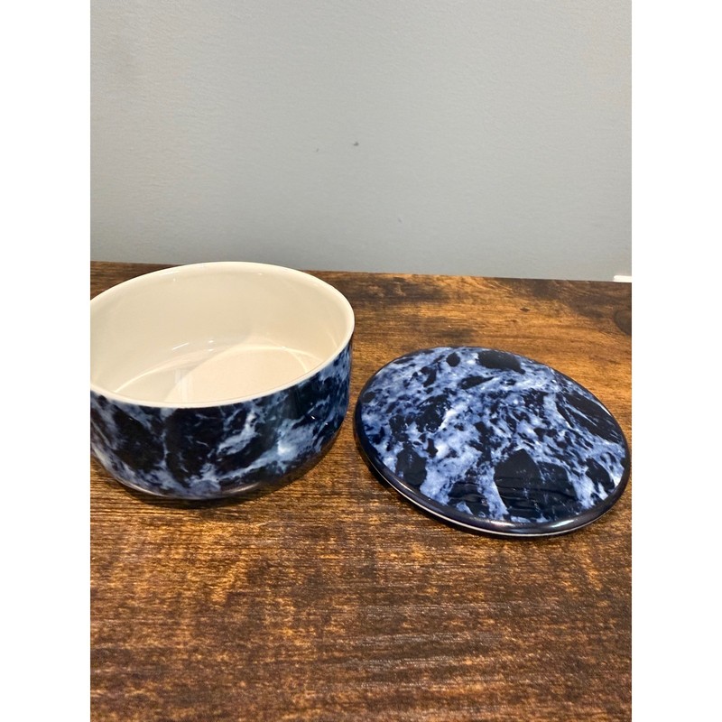 Villeroy & Boch Blue White Marble Vitro-Porcelain Lidded Trinket Bowl Luxembourg gallery