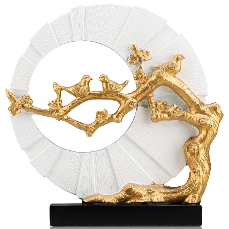 Gold Bird Statue Decor, Gold and White Home Decor, Bird Sculpture Home Decor …